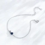 White Blue Zircon Geometric Chain Bracelet 925 Sterling Silver