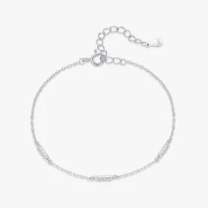 Dazzling Zircon Adjustable Link Chain Bracelet 925 Sterling Silver