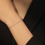 Dazzling Zircon Adjustable Link Chain Bracelet 925 Sterling Silver