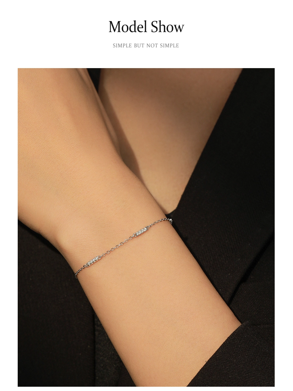 Dazzling Zircon Adjustable Link Chain Bracelet 925 Sterling Silver