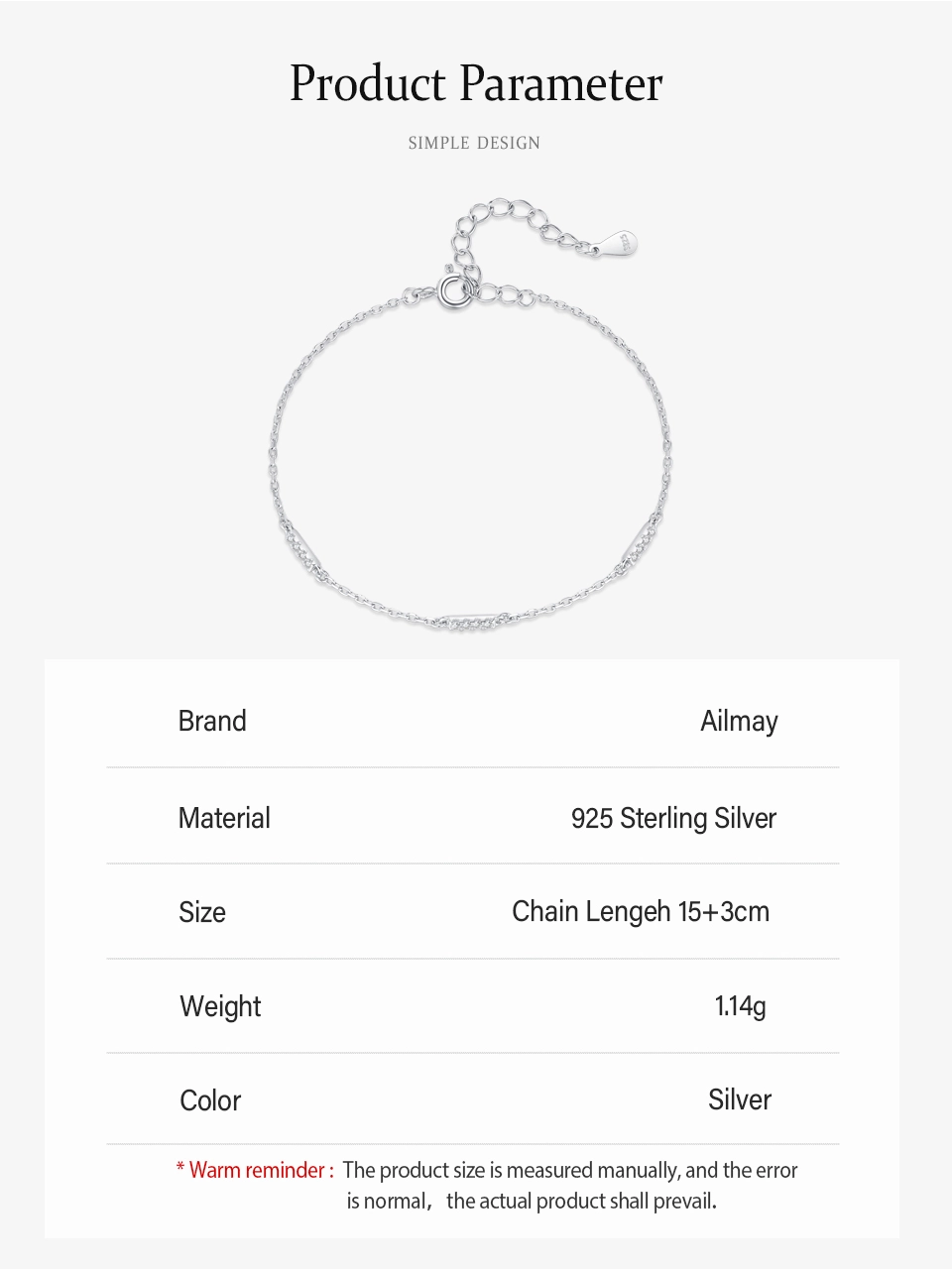 Dazzling Zircon Adjustable Link Chain Bracelet 925 Sterling Silver