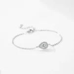 Water Drop Pear Shape Zirconia Link Chain Bracelet 925 Sterling Silver