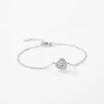 1.0ct Heart Zirconia Link Chain Charm Bracelet 925 Sterling Silver