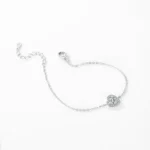 1.0ct Heart Zirconia Link Chain Charm Bracelet 925 Sterling Silver