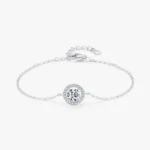 1ct Round Sparkling CZ Link Chain Charm Bracelet 925 Sterling Silver
