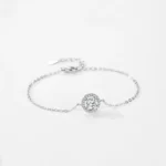1ct Round Sparkling CZ Link Chain Charm Bracelet 925 Sterling Silver