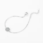 1ct Round Sparkling CZ Link Chain Charm Bracelet 925 Sterling Silver
