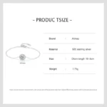 1ct Round Sparkling CZ Link Chain Charm Bracelet 925 Sterling Silver