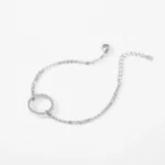 Hollow Round Bracelet Dazzling CZ Link Chain Bracelet 925 Sterling Silver