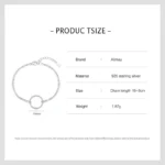 Hollow Round Bracelet Dazzling CZ Link Chain Bracelet 925 Sterling Silver
