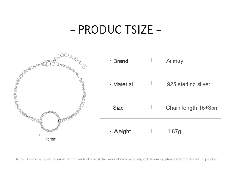 Hollow Round Bracelet Dazzling CZ Link Chain Bracelet 925 Sterling Silver