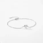 Smooth Heart Charm Link Chain Adjustable Bracelet 925 Sterling Silver