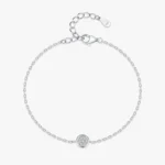 Round Cubic Zirconia Adjustable Bracelet Crystal 925 Sterling Silver