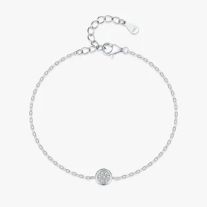 Round Cubic Zirconia Adjustable Bracelet Crystal 925 Sterling Silver