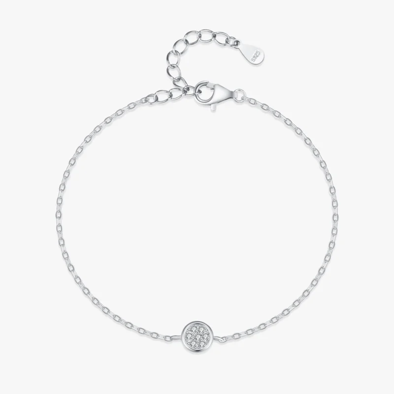 Round Cubic Zirconia Adjustable Bracelet Crystal 925 Sterling Silver