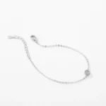 Round Cubic Zirconia Adjustable Bracelet Crystal 925 Sterling Silver