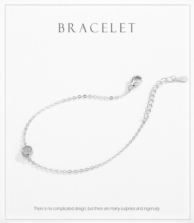 Round Cubic Zirconia Adjustable Bracelet Crystal 925 Sterling Silver