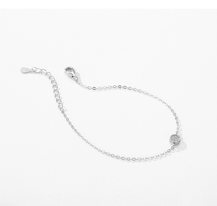 Round Cubic Zirconia Adjustable Bracelet Crystal 925 Sterling Silver