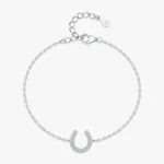 U Shape Shiny CZ Adjustable Chain Bracelet 925 Sterling Silver