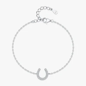 U Shape Shiny CZ Adjustable Chain Bracelet 925 Sterling Silver
