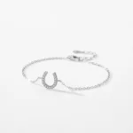 U Shape Shiny CZ Adjustable Chain Bracelet 925 Sterling Silver