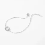 U Shape Shiny CZ Adjustable Chain Bracelet 925 Sterling Silver