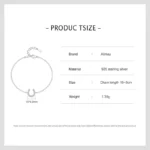 U Shape Shiny CZ Adjustable Chain Bracelet 925 Sterling Silver