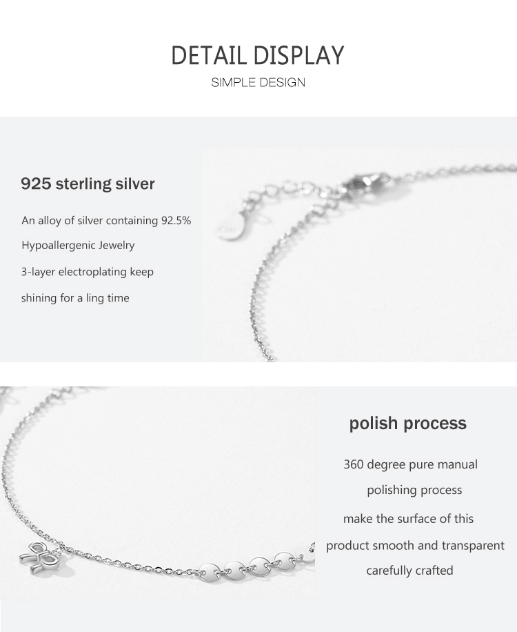 Bowknot Bracelet Adjustable Cross Chain Link 925 Sterling Silver