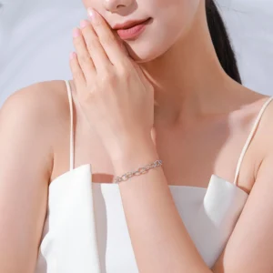 Chain Geometric Bracelet Fashion New Genuine 925 Sterling Silver