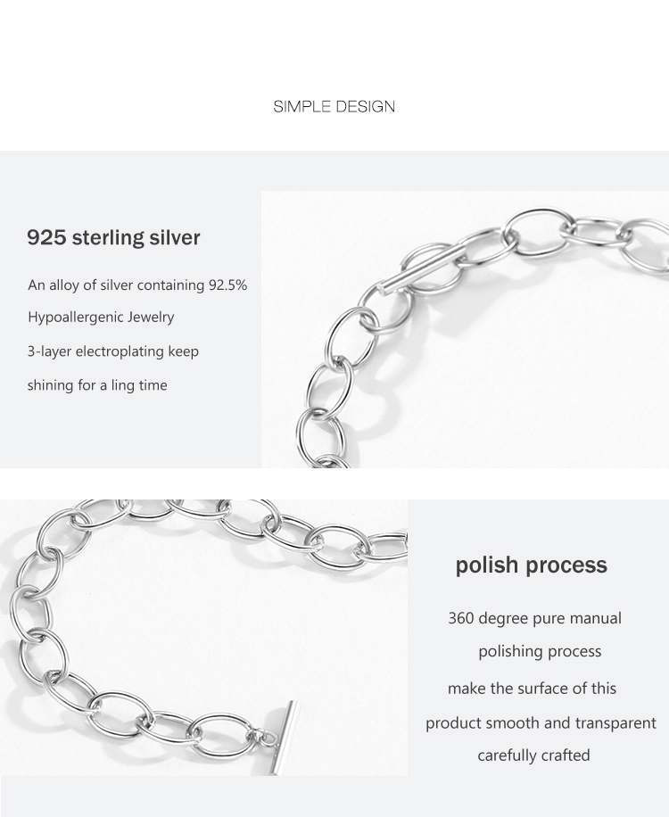 Chain Geometric Bracelet Fashion New Genuine 925 Sterling Silver