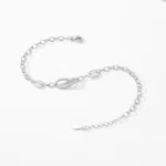 Simple Charm Zirconia Double Ring Bracelet Chain Link 925 Sterling Silver
