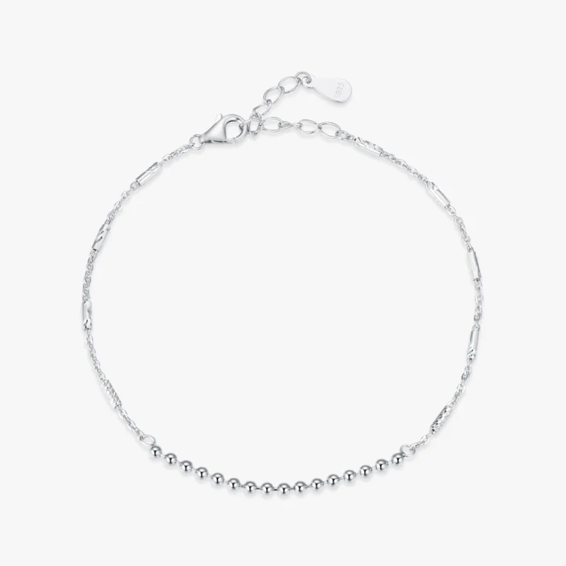 Beads Link Stackable Chain Bracelet Real 925 Sterling Silver