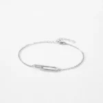 Geometric Design Zirconia Link Lock Chain Bracelets 925 Sterling Silver