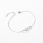 Geometric Design Zirconia Link Lock Chain Bracelets 925 Sterling Silver