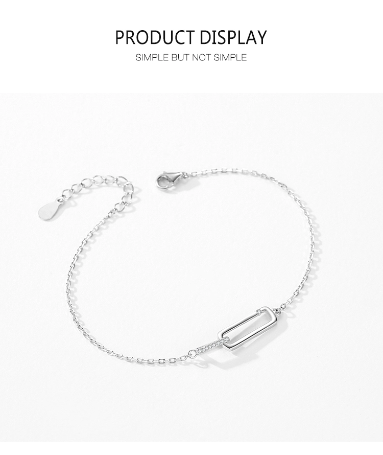 Geometric Design Zirconia Link Lock Chain Bracelets 925 Sterling Silver