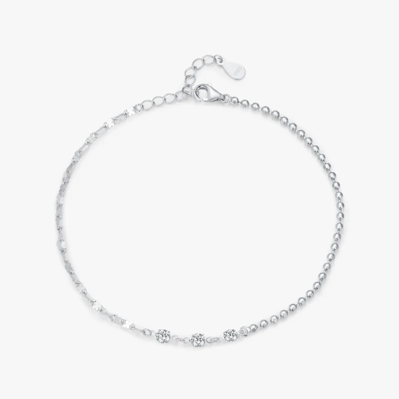 Classic Zircon Stackable Chain Link Bracelets 925 Sterling Silver