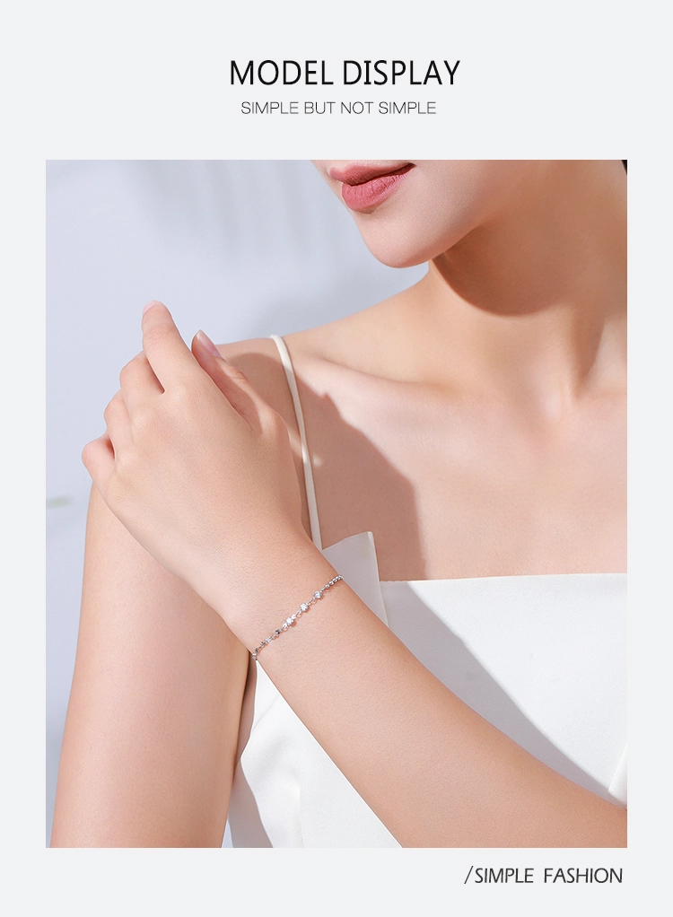Classic Zircon Stackable Chain Link Bracelets 925 Sterling Silver