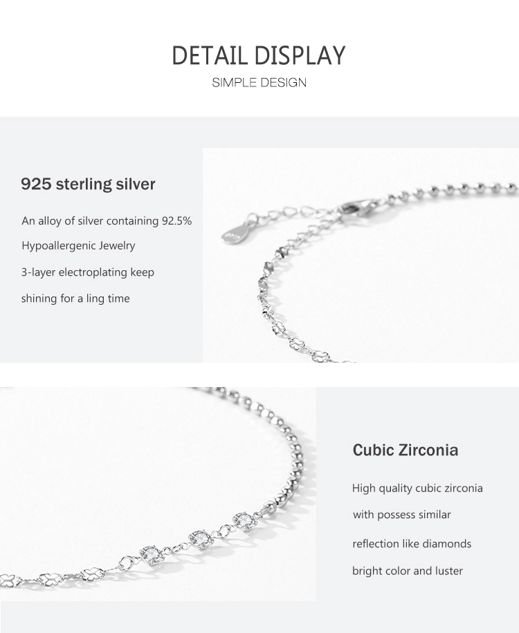 Classic Zircon Stackable Chain Link Bracelets 925 Sterling Silver