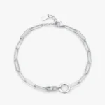 Geometric Design Bracelet Chain Link 925 Sterling Silver