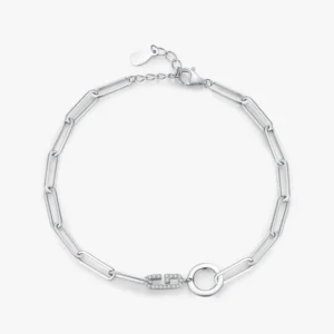 Geometric Design Bracelet Chain Link 925 Sterling Silver