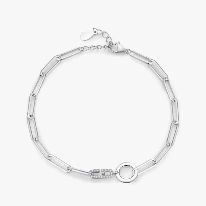 Geometric Design Bracelet Chain Link 925 Sterling Silver