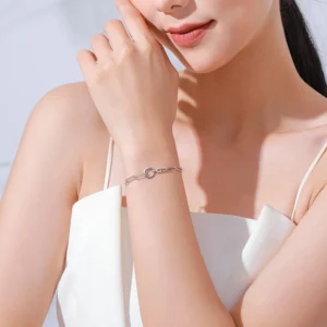 Geometric Design Bracelet Chain Link 925 Sterling Silver