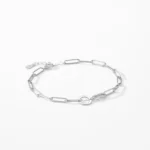 Geometric Design Bracelet Chain Link 925 Sterling Silver