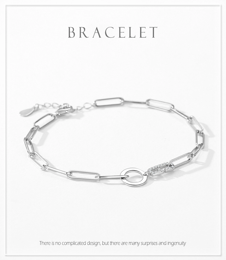 Geometric Design Bracelet Chain Link 925 Sterling Silver