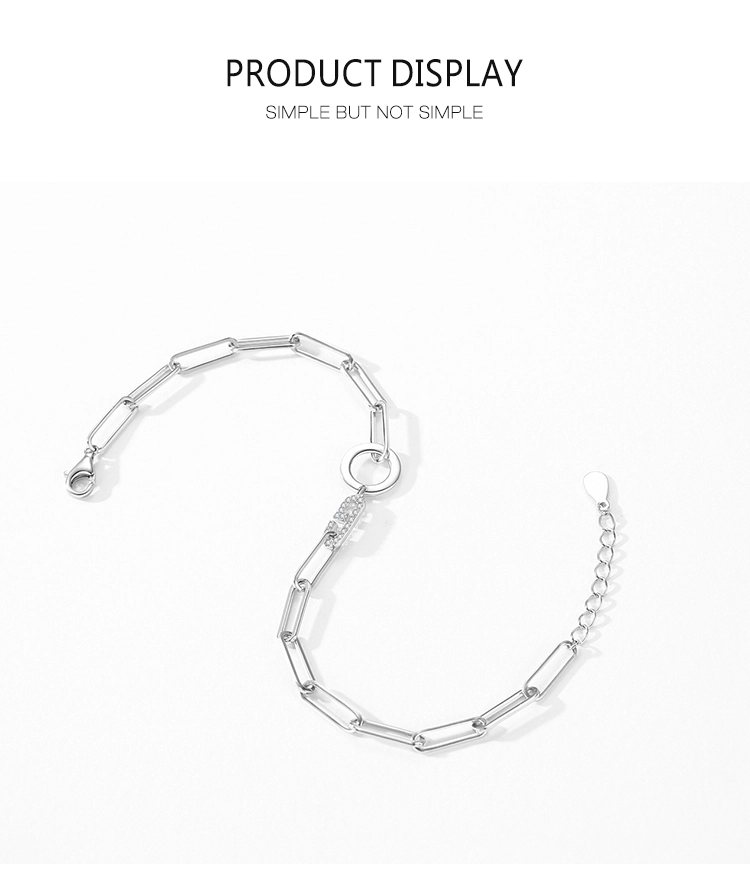 Geometric Design Bracelet Chain Link 925 Sterling Silver