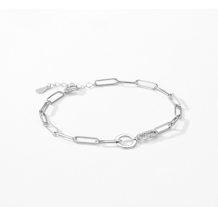 Geometric Design Bracelet Chain Link 925 Sterling Silver