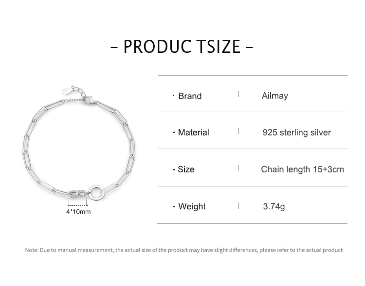 Geometric Design Bracelet Chain Link 925 Sterling Silver