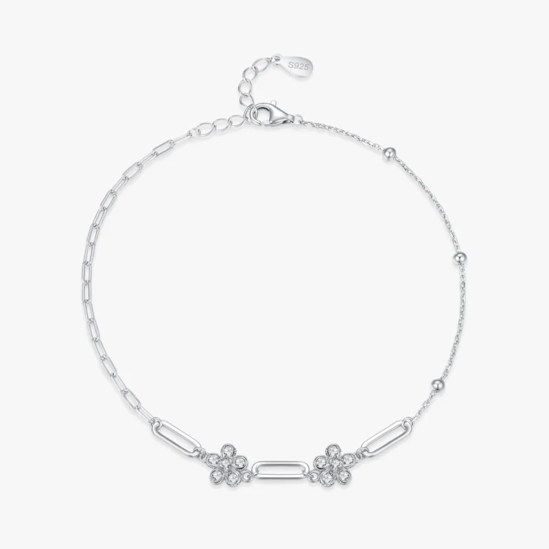 Romantic Flower Adjustable Chain Bracelets 925 Sterling Silver
