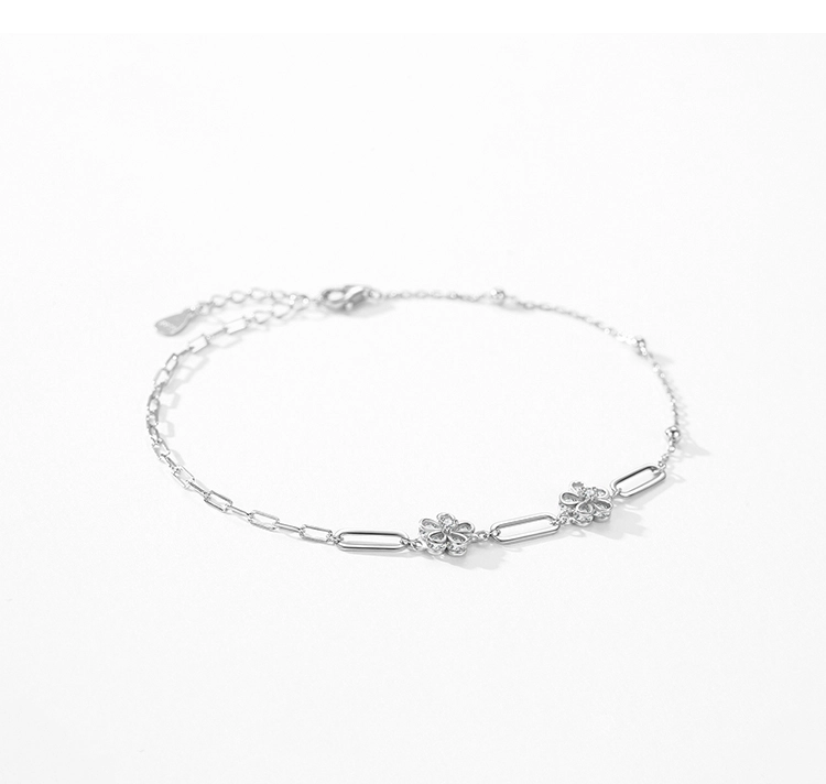 Romantic Flower Adjustable Chain Bracelets 925 Sterling Silver