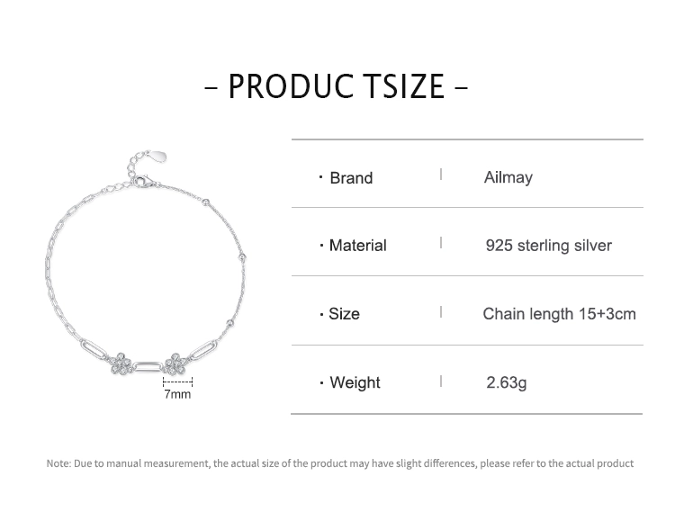 Romantic Flower Adjustable Chain Bracelets 925 Sterling Silver